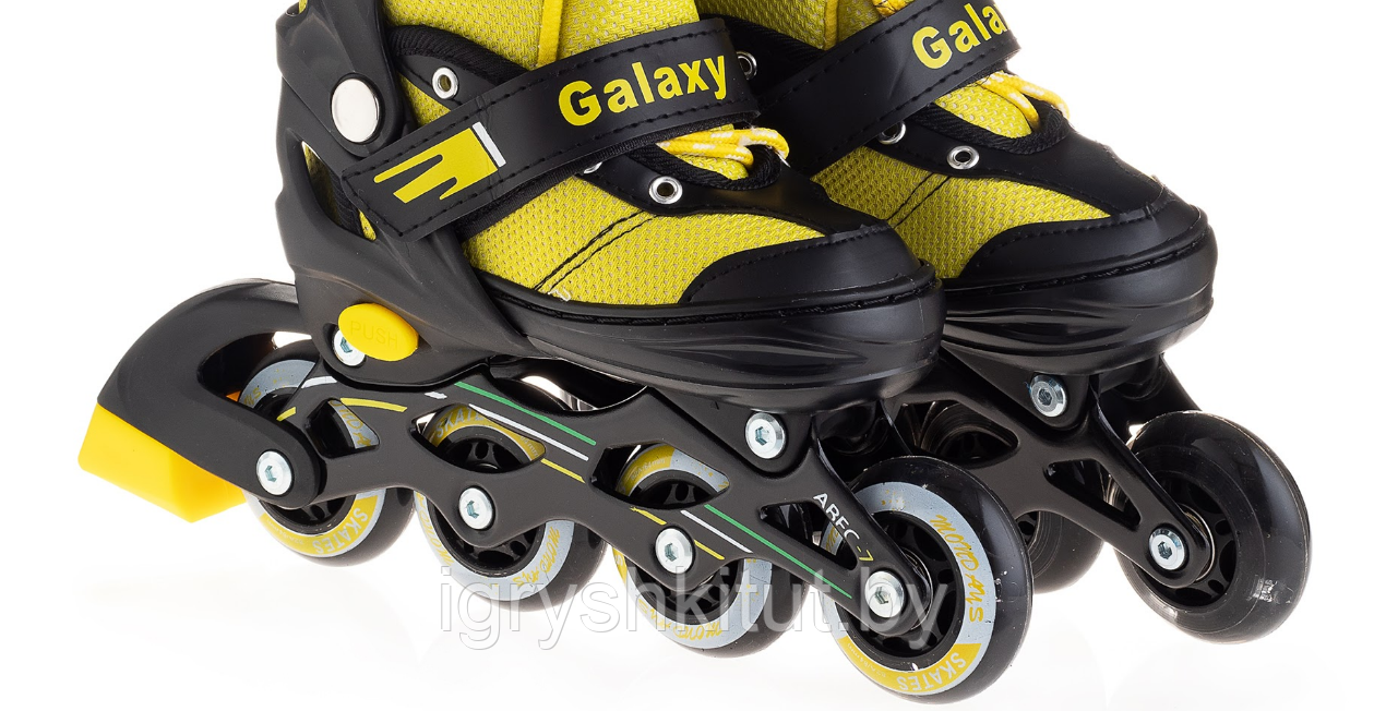 Коньки роликовые GALAXY, светятся, размер - М (34-37), жёлтый с чёрным, арт.8301-M-YL - фото 2 - id-p127625024