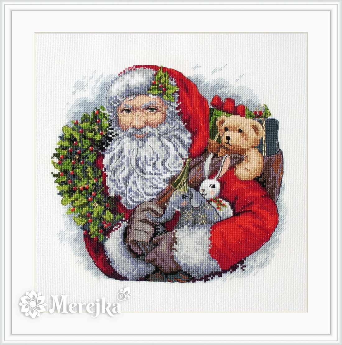 Набор для вышивания крестом "Санта с венком" - фото 1 - id-p127625151