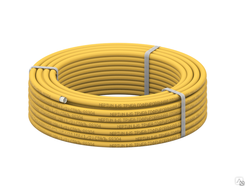 Труба гофр.из нерж.стали SS304 Stahlmann IWS 20A, отожженная в оболочке желтая, 30 м