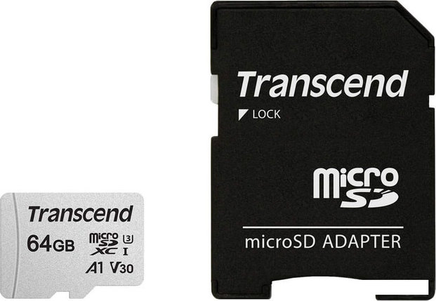 Карта памяти Transcend microSDXC 300S 64GB + адаптер, фото 2