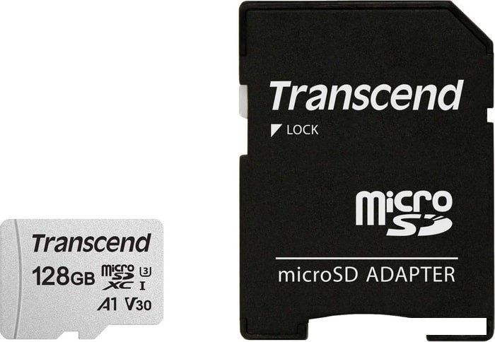 Карта памяти Transcend microSDXC 300S 128GB + адаптер - фото 1 - id-p115613142