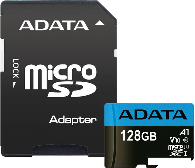 Карта памяти A-Data Premier AUSDX128GUICL10A1-RA1 microSDXC 128GB (с адаптером) - фото 1 - id-p115613085