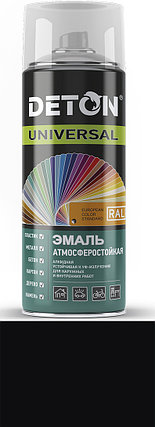 Эмаль алкидная DETON UNIVERSAL (Черная матовая RAL 9005) атмосферостойкая, аэрозоль 520 мл, фото 2