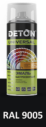 Эмаль акриловая DETON UNIVERSAL (Черный RAL 9005) быстросохнущая, аэрозоль 520 мл, фото 2