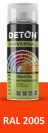 Эмаль акриловая DETON UNIVERSAL (Оранжевый флуоресцентный RAL 2005) быстросохнущая, аэрозоль 520 мл, фото 2