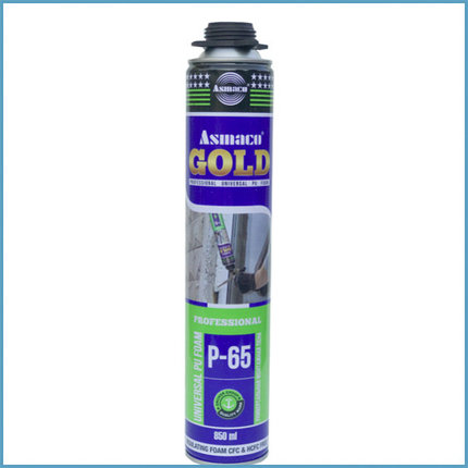 Пена монтажная профессиональная ASMACO GOLD P-65 летняя, 850мл (ОАЭ), фото 2
