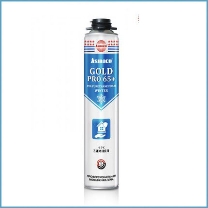Пена монтажная профессиональная ASMACO GOLD Pro 65+ зимняя, 850мл (ОАЭ), фото 2