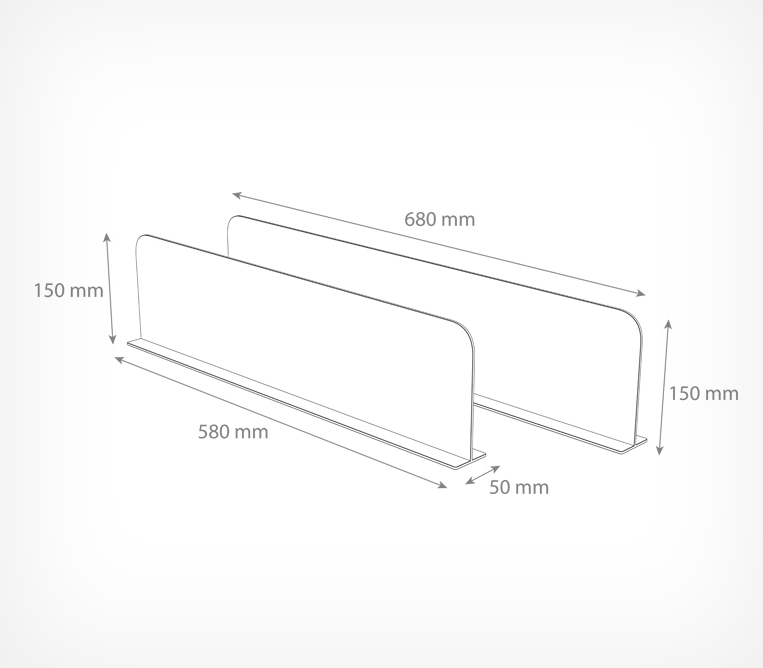 Пластиковый разделитель высотой 150 мм на Т-основании c магнитным скотчем - фото 4 - id-p127694654