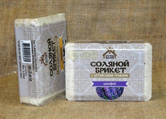 Соляной брикет «Соляная баня» с Алтайскими травами "Шалфей" вес 1,35 кг