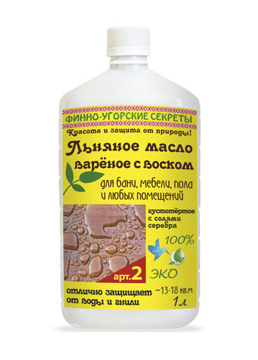Льняное масло варёное с воском «Финно-угорские секреты» 1 л., фото 1