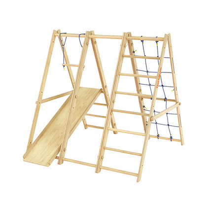 Комплекс Tigerwood Jumbo: горка с трапецией + лестница с гладиаторской сеткой + гимнастический модуль, фото 2