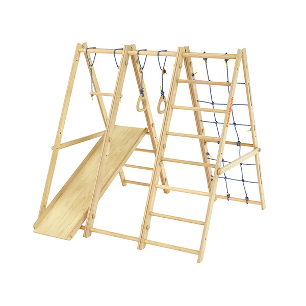 Комплекс Tigerwood Jumbo: горка с трапецией + лестница с гладиаторской сеткой + гимнастический модуль + - фото 1 - id-p127721753