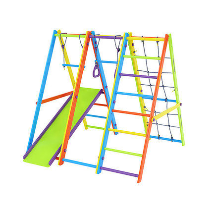 Комплекс Tigerwood Jumbo: горка с трапецией + лестница с гладиаторской сеткой + гимнастический модуль +, фото 2