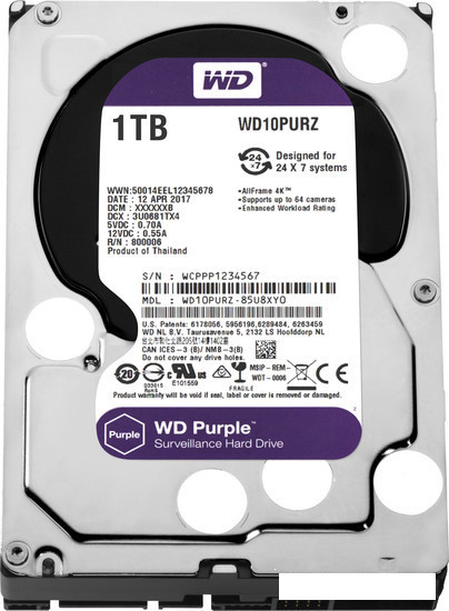 Жесткий диск WD Purple 1TB [WD10PURZ] - фото 1 - id-p117074258