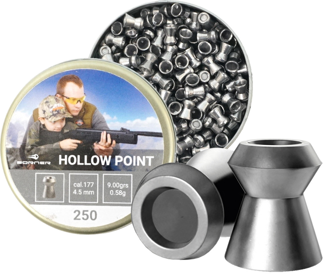 Пули "Borner" Hollow Point 0,58 гр. калибр 4,5 мм. (250 шт.)