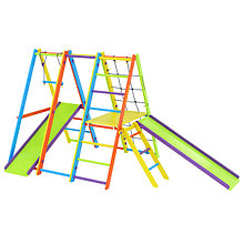 Комплекс Tigerwood Jumbo Plus: горка с трапецией + лестница с гладиаторской сеткой + гимнастический модуль +