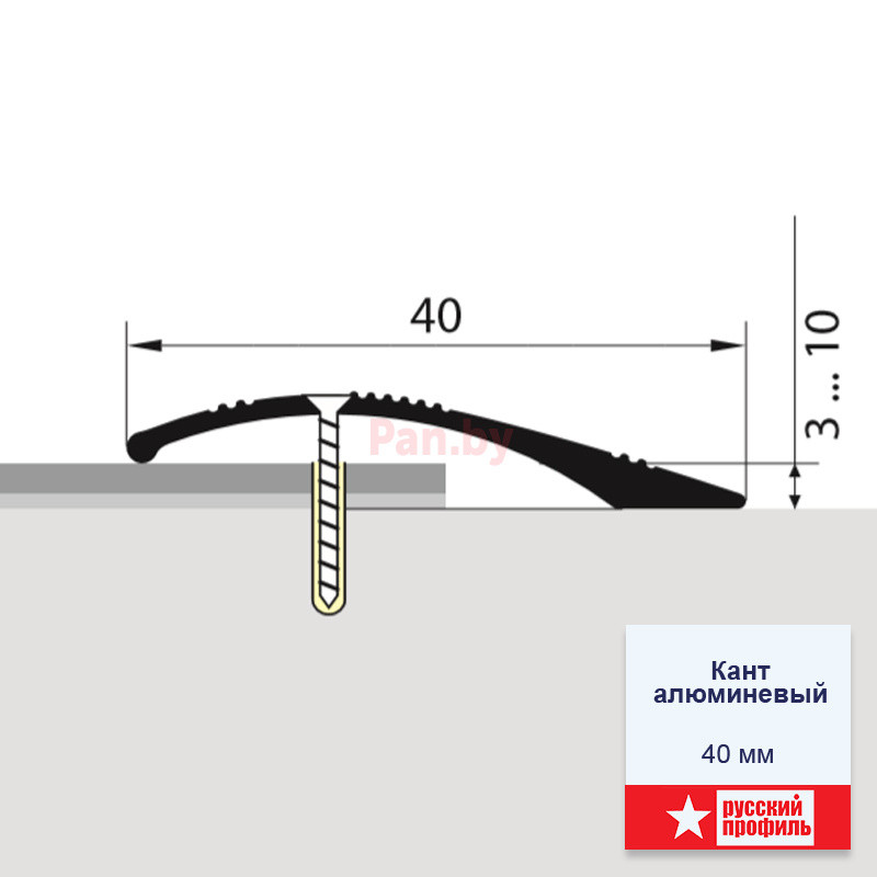 Порог Русский профиль Кант 40 мм Серебро 900 мм - фото 2 - id-p74148426
