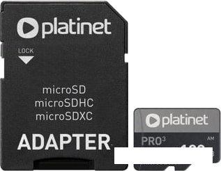 Карта памяти Platinet PMMSDX128UIII 128GB + адаптер, фото 2