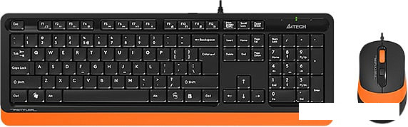 Клавиатура + мышь A4Tech Fstyler F1010 (черный/оранжевый) - фото 1 - id-p115611496