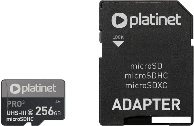 Карта памяти Platinet Pro 3 microSDXC PMMSDX256UIII 256GB + адаптер, фото 2