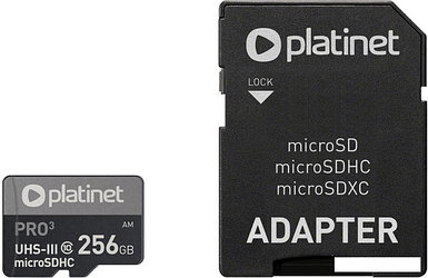 Карта памяти Platinet Pro 3 microSDXC PMMSDX256UIII 256GB + адаптер