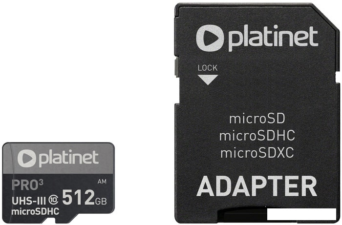 Карта памяти Platinet Pro 3 microSDXC PMMSDX512UIII 512GB + адаптер