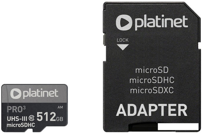 Карта памяти Platinet Pro 3 microSDXC PMMSDX512UIII 512GB + адаптер, фото 2