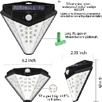 Беспроводной светильник треугольник на 38 LED ЭКОСВЕТ на солнечных батареях - с датчиком движения, фото 2