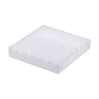 Коробка для печенья с прозрачной крышкой Белая (Россия, 250х250х30 мм)
