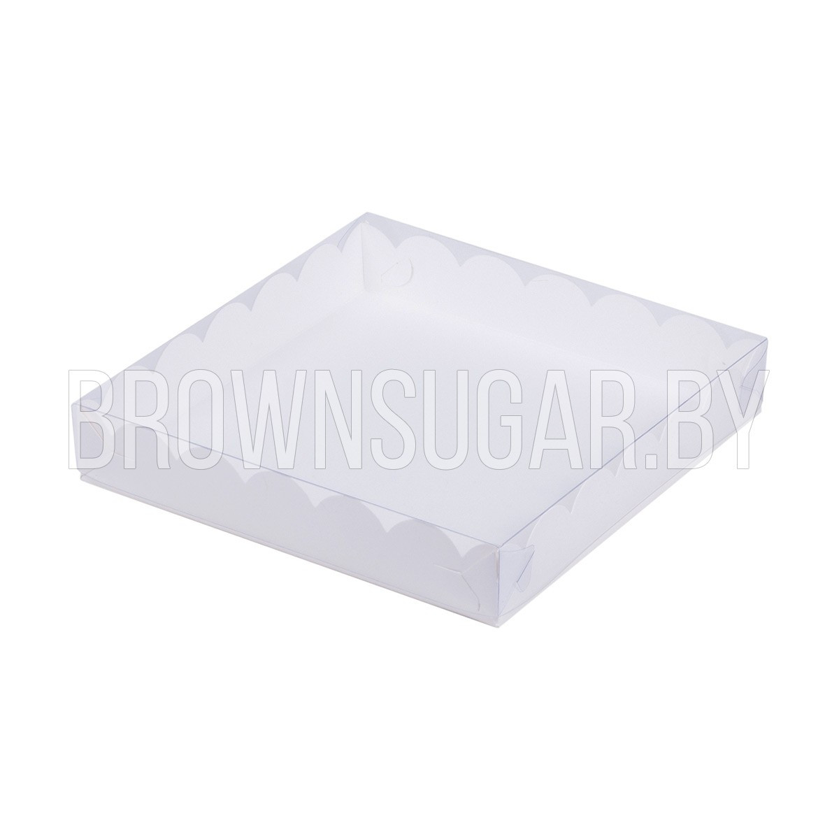 Коробка для печенья с прозрачной крышкой Белая (Россия, 250х250х30 мм) - фото 1 - id-p111748654