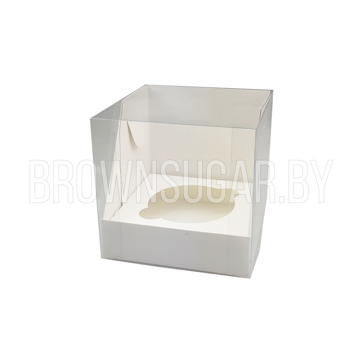 Коробка на 1 капкейк с пластиковой крышкой Белая (Россия, 100х100х100 мм) 040120 - фото 1 - id-p126082900