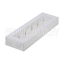 Коробка для 5 конфет с пластиковой крышкой Белая (Россия, 235х70х30 мм) 051021