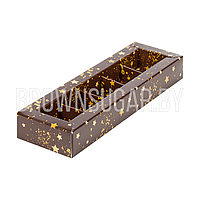 Коробка для 5 конфет с пластиковой крышкой Коричневая со звёздами (Россия, 235х70х30 мм)