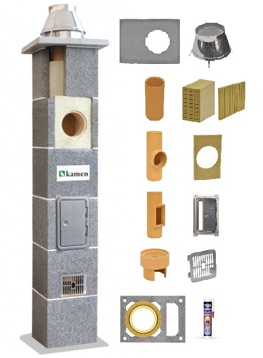 Комплект дымохода из керамики Kamen Uniwersal SW (дым+вентиляция) d=140 мм, 5 м.п.