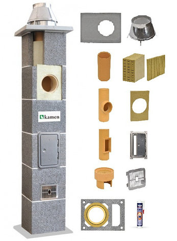 Комплект дымохода из керамики Kamen Uniwersal SW (дым+вентиляция) d=140 мм, 5 м.п., фото 2