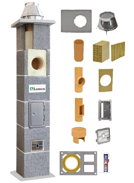 Комплект дымохода из керамики Kamen Uniwersal SW2 (дым+ 2 вентиляции) d=140 мм, 6 м.п.