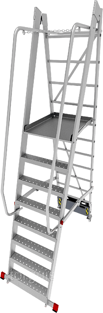 Передвижная алюминиевая складная лестница с площадкой проф. 8 ст. NV 300 - фото 1 - id-p127620931