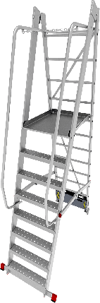 Передвижная алюминиевая складная лестница с площадкой проф. 8 ст. NV 300, фото 2