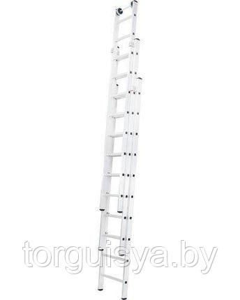 Лестница алюминиевая раздвижная трехсекционная индустриальная 14 ст. NV 500, фото 2