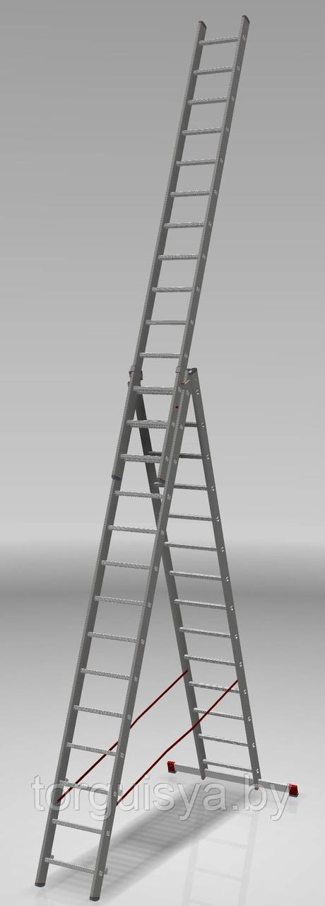 Лестница алюминиевая трёхсекционная индустриальная 14 ст. NV 500 - фото 1 - id-p127824338