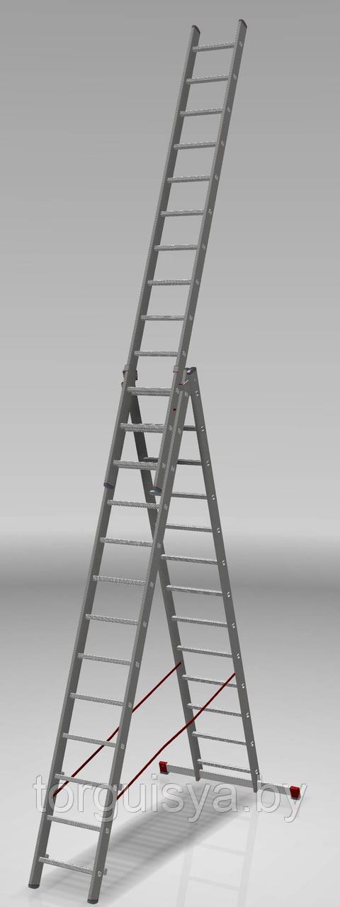 Лестница алюминиевая трёхсекционная индустриальная 13 ст. NV 500 - фото 1 - id-p127824339