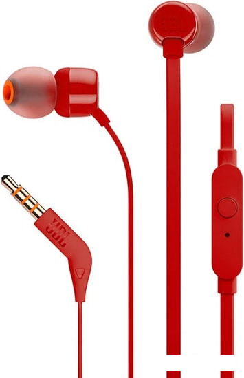 Наушники с микрофоном JBL T110 (красный) - фото 1 - id-p119554044