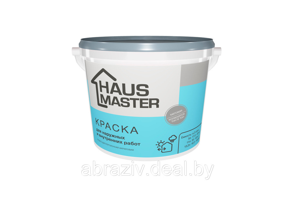 Краска ВД-АК Haus Master для наружных и внутренних работ 5л (7кг)
