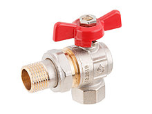 Кран шаровый угловой 1" нар.-вн. Бабочка (со сгоном) PN40 AV Engineering (с американкой)