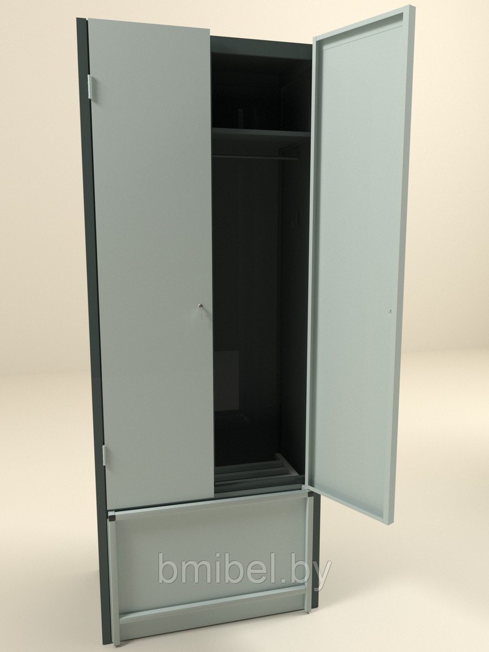 Шкаф металлический гардеробный 1750*600*500 (0,6мм) с выдвижной скамейкой - фото 4 - id-p127874368
