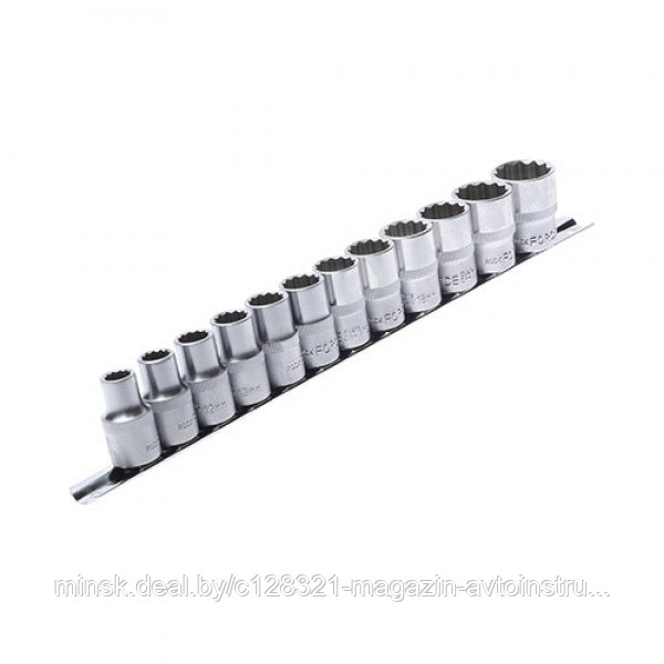 Набор головок 12 пр 1/2" (12 граней)(10-19,22,24мм) на планке Rock FORCE RF-4121-9