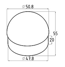 Заглушка сферическая диаметром 50,8 мм (AISI304), (арт. 092)