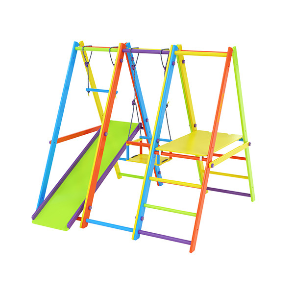 Комплекс Tigerwood Olimpic: горка с трапецией + модуль площадка + гимнастический модуль + качели (цветной)