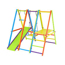 Комплекс Tigerwood Olimpic: горка с трапецией + модуль площадка + гимнастический модуль + качели (цветной)
