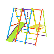 Комплекс Tigerwood Olimpic: горка с трапецией + модуль площадка + гимнастический модуль + тарзанка (цветной)
